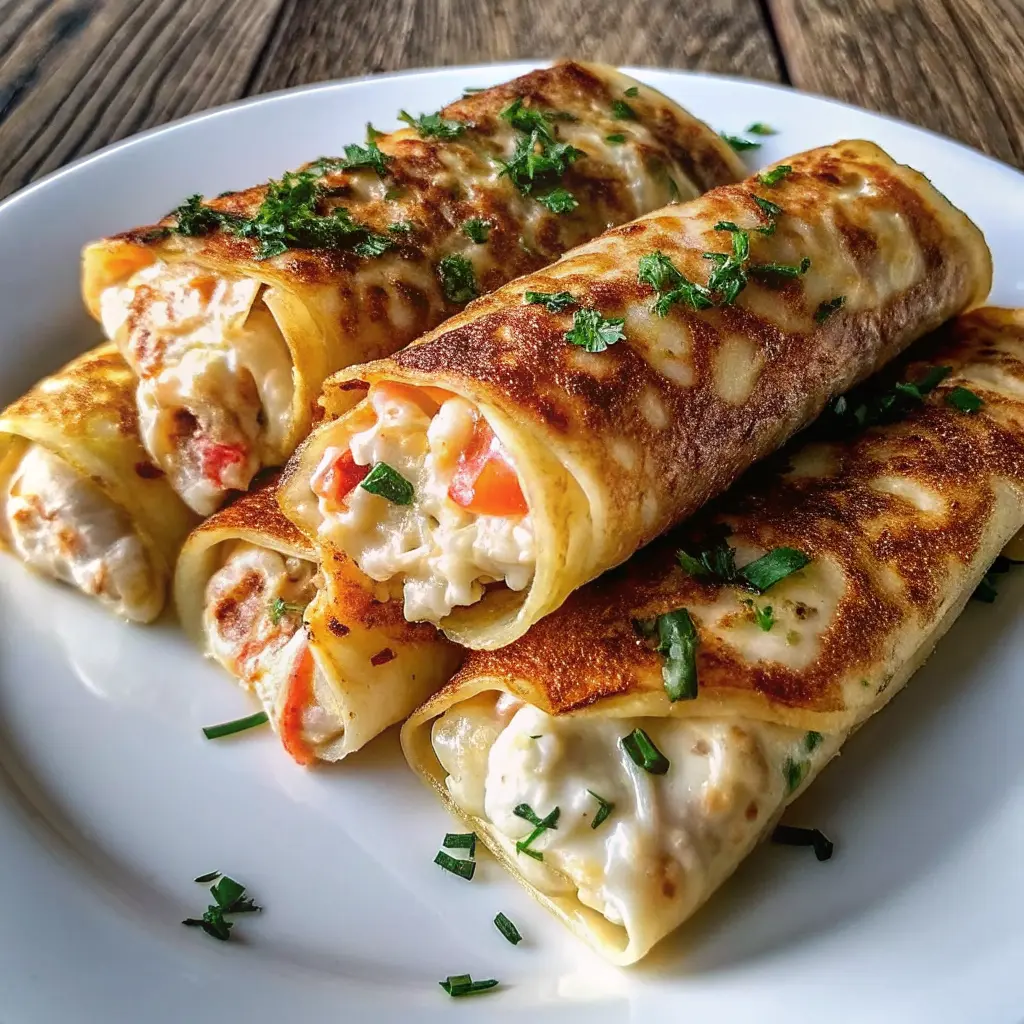 Cheesy seafood crepes